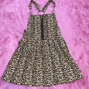 Current Mood Leopard Print Zip Overall Pleated Flared Dress w/ Fully Adj Straps